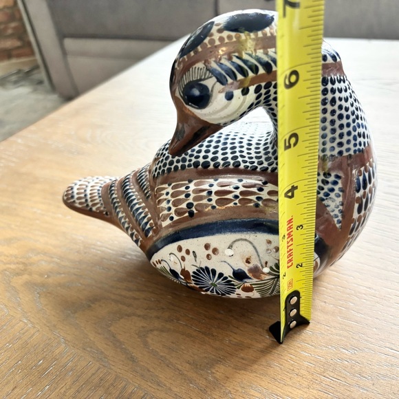 TONALA DUCK POTTERY SIGNED SANTANA  BIRD FOLK ART ARTSY DECOR MEXICAN ART - Picture 6 of 8